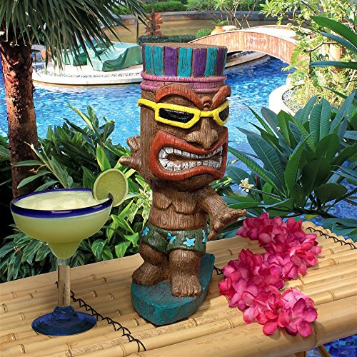 Design Toscano AL60180 "Kahuna Tiki Surfer Dude Statue,Multi-Colour,20.5x19x34.5 cm