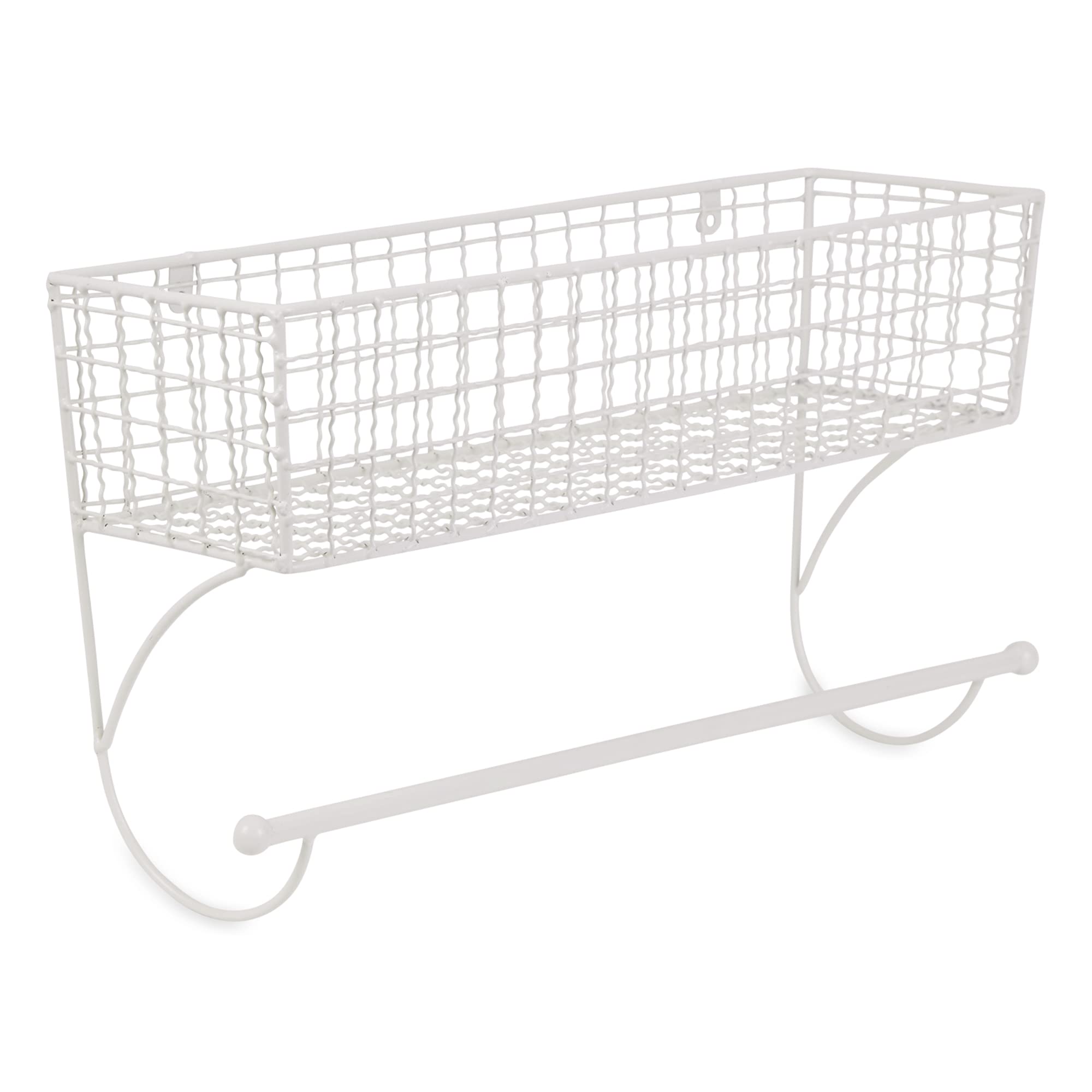 DII Rustic Farmhouse Bathroom D?cor, Metal Storage, Large Towel Bar, Antique White