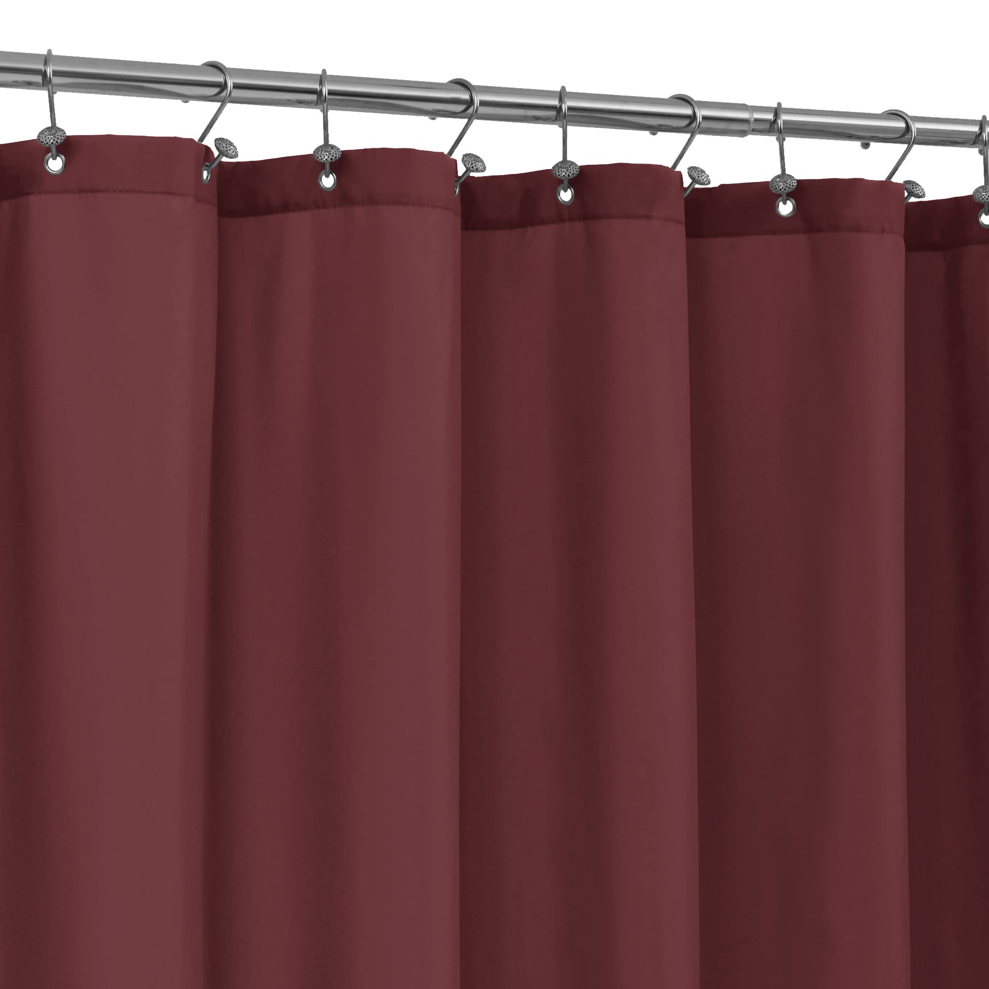 ALYVIA SPRING Burgundy Red Fabric Shower Curtain Liner Waterproof - Soft Hotel Quality Cloth Shower Liner with 3 Magnets, Light-Weight & Machine