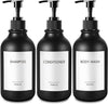 GMISUN Shampoo and Conditioner Dispenser, 17 Fl oz / 500ml Black Shampoo and Conditioner Bottles, Refillable Shower Bottles with Pump, 3 Pcs Shower