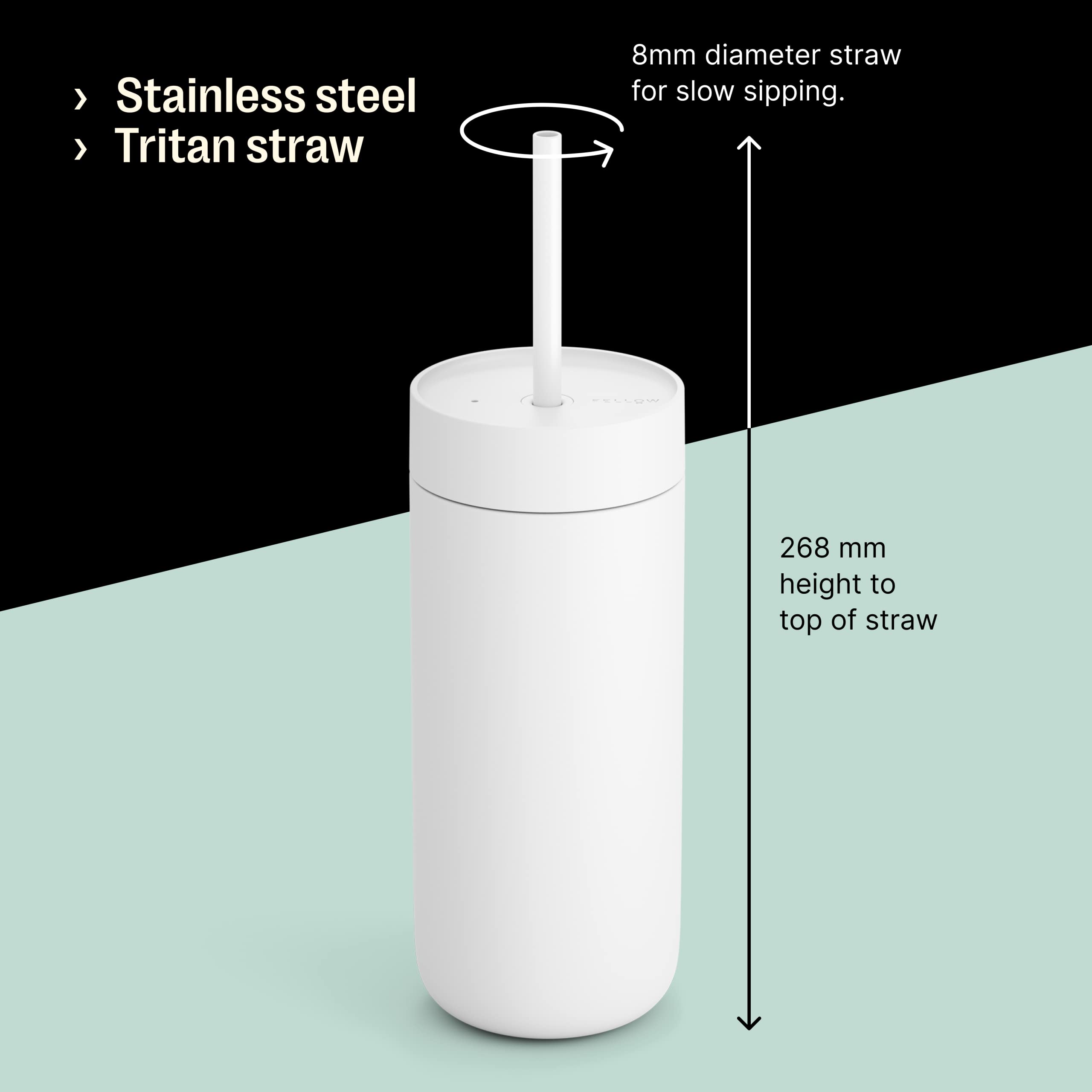 Fellow 16 oz Carter Cold Travel Mug for Water, Iced Tea, Coffee, Smoothies, Iced Coffee & More - Stainless Steel Vacuum-Insulated Iced Coffee Tumbler