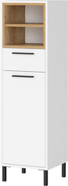 Germania medium cabinet 1787-513 GW-Loria, with one door and one drawer, door damping, in white/oak, 34 x 119 x 34 cm (WxHxD)