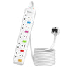 6M Long Extension Lead with Switches, Mscien 5 Way Extension Socket Surge Protected Overload Extension Cable, UK Power Strip Mountable with 6 Metre