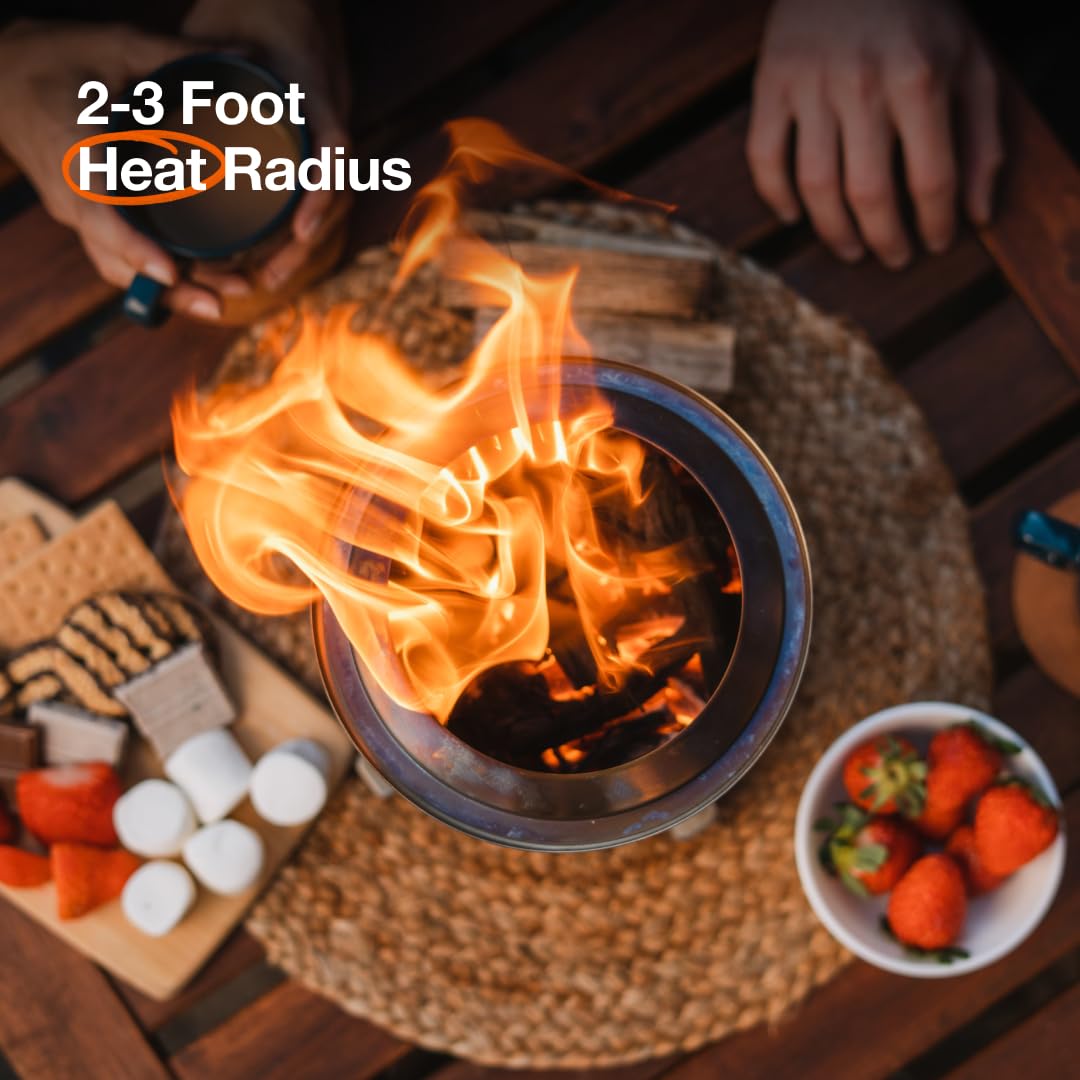 Solo Stove Mesa XL Tabletop Fire Pit with Stand | Low Smoke Outdoor Table Top Fire Pit | Fueled by Pellets or Wood, Stainless Steel, With Travel Bag,