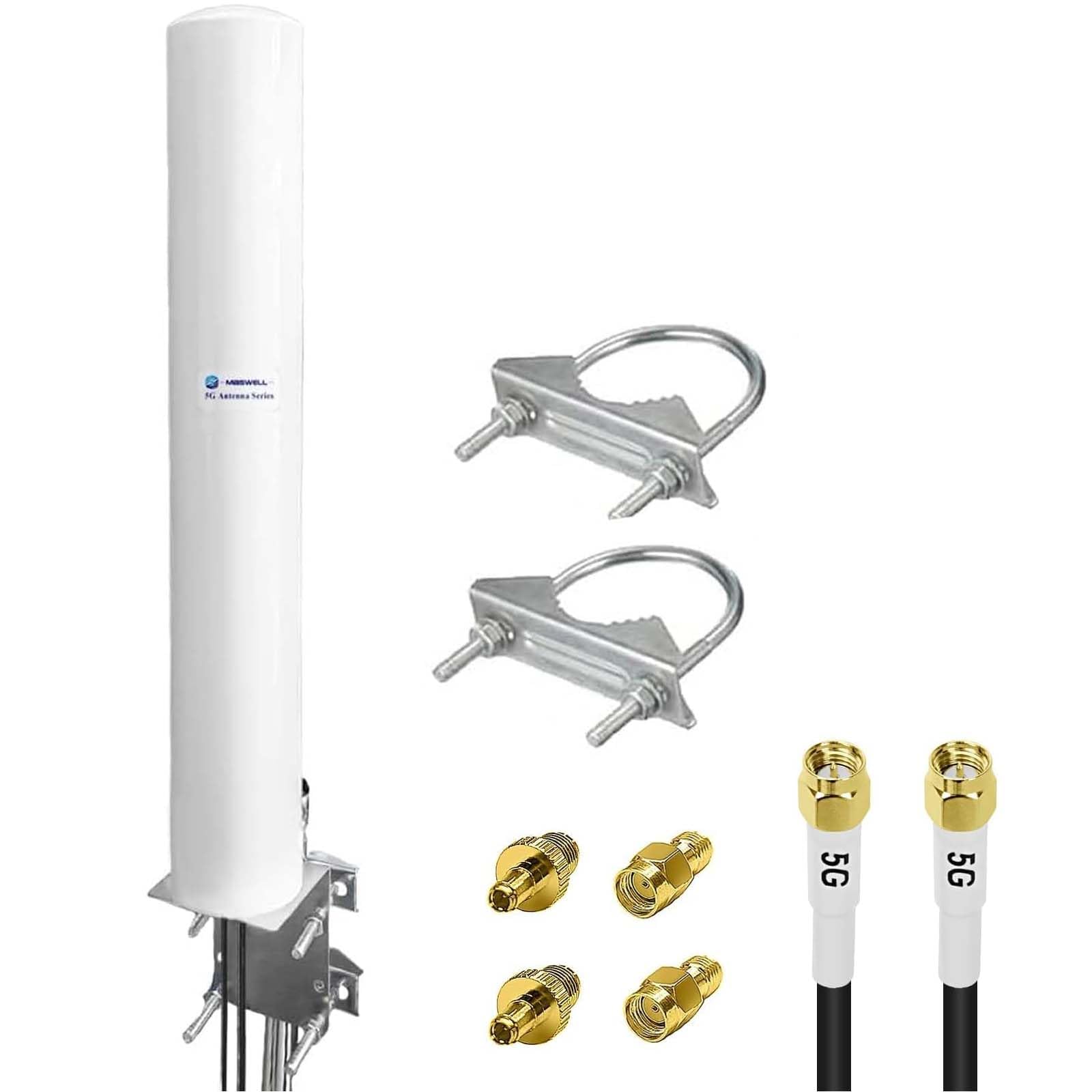 Maswell 4G 5G Antenna Outdoor, 2X2 MIMO External Aerial Cross-polarized Cellular 700-6000MHz for Vodafone Three EE O2 4G LTE 5G Router Modem, 2x