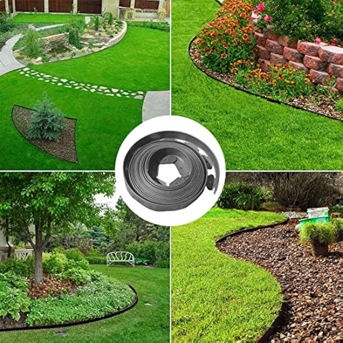 Flexible Garden Edging Borders 10m,Landscape Edging [Extra Tall 10cm High]with 30pcs Stakes, No Dig Garden Border Lawn Edging Mini Plastic Fence for Flowerbeds,Grass-Grey