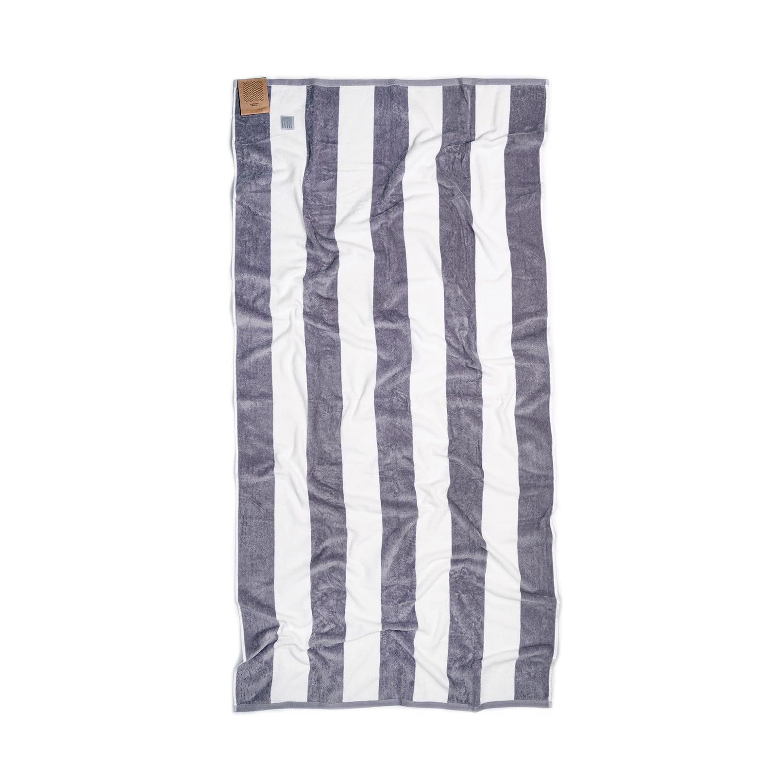 MOMOMUS 100% Velour Cotton Beach Towels for Adults - Cabana Stripe, Soft, Ultra-Absorbent - Quick Dry Beach Towels for Adults - Grey, 90x180 cm