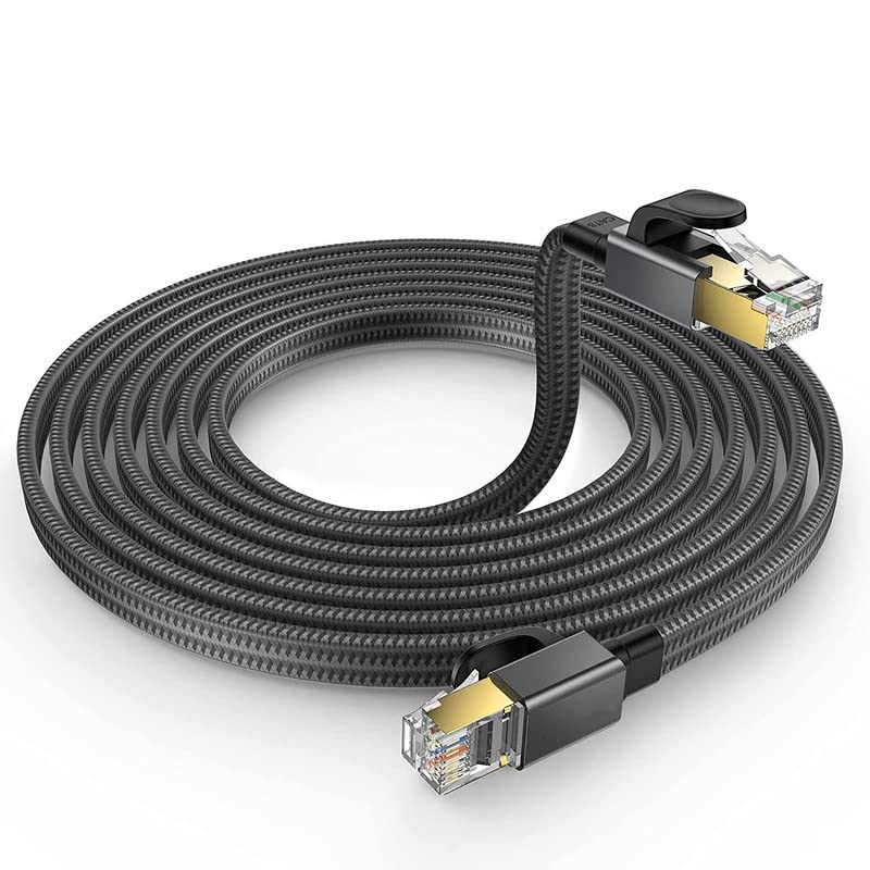 NAERSI CAT 8 High-Speed 40Gbps 2000MHz Ethernet Cable Braided RJ45 LAN Gigabit Network F/FTP POE Compatible with Xbox One Switch PS5 PS4 WiFi Extender
