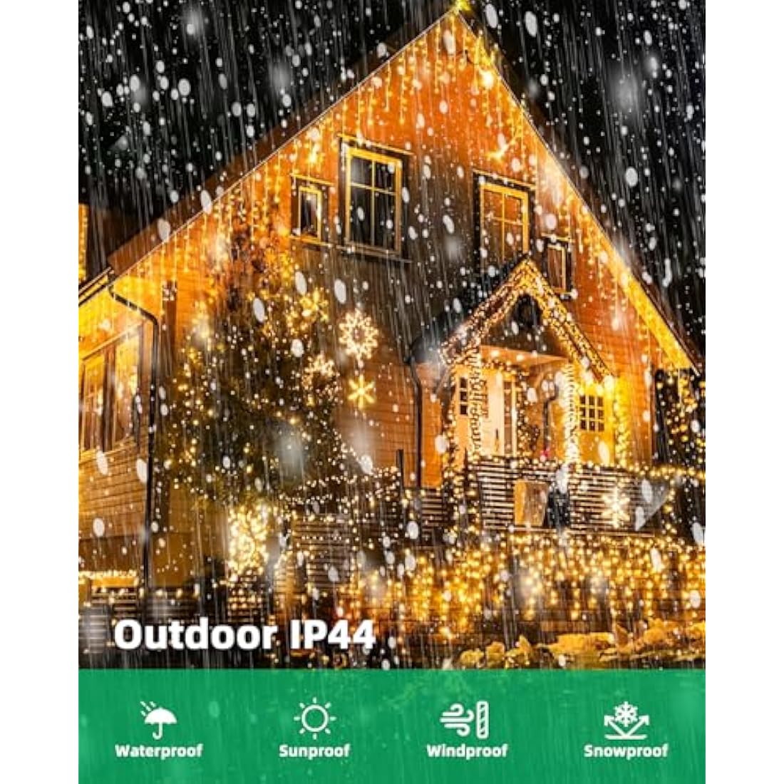 LEDYA Icicle Outdoor Christmas Lights, 9M 240led Christmas Lights Outdoor Decorations, Fairy Lights Plug in for Christmas Decorations, Waterproof/8 Modes/Timer, Outside Roof Window Garden Xmas Light