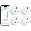 EIGHTREE Smart Plugs with Energy Monitoring, WiFi Smart Sockets with Remote Control and Timer, 2.4GHz Wi-Fi, 13A, 4 Pack - Alexa & Google Home