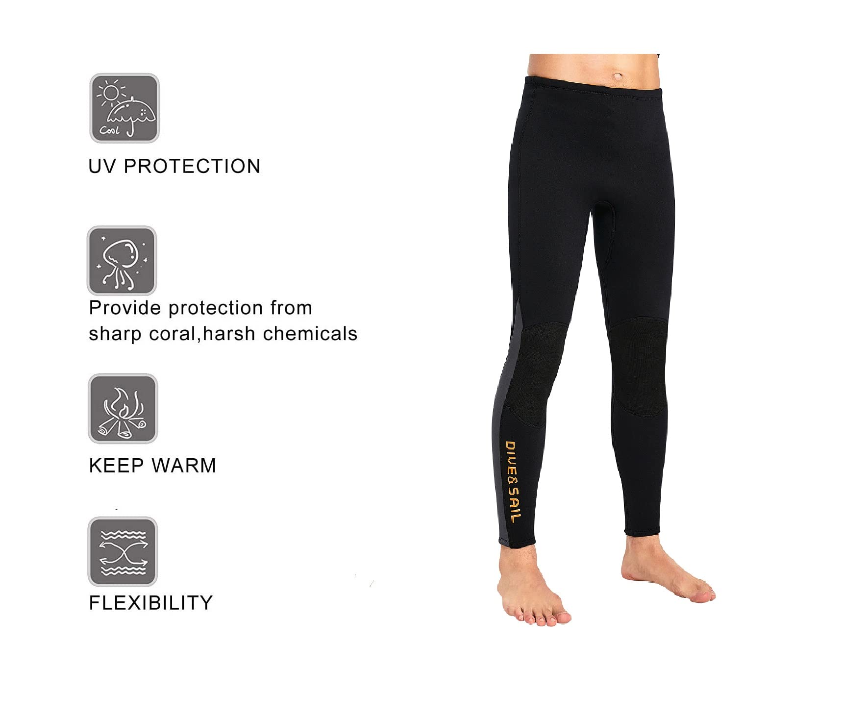 EUPTE 3mm Diving Wetsuit Pants Swimming Pants Leggings for Women Men (M, Men)