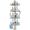 SWTYMIKI Telescopic Shower Caddy Corner - Rustproof Shower Corner Shelves with Towel Bar & Soap Holder, Adjustable No Drilling Organizer for Bathroom