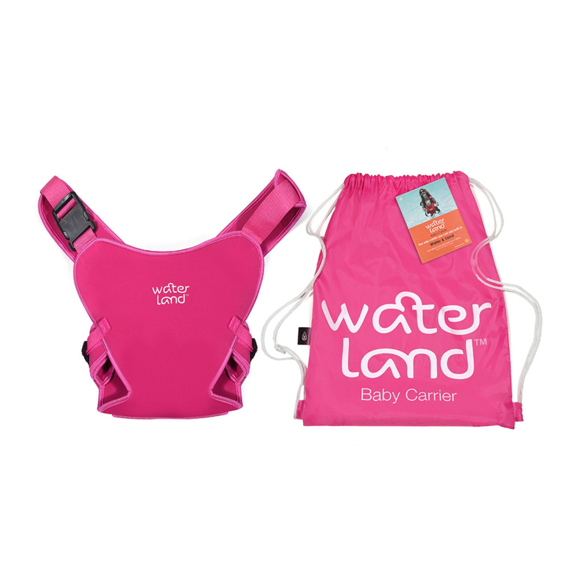 WaterLand Baby Carrier Innovative Carrier Seat for Water and Land Pink - Waterproof Chest Strap for Toddlers with Adjustable Straps, Lightweight Carry