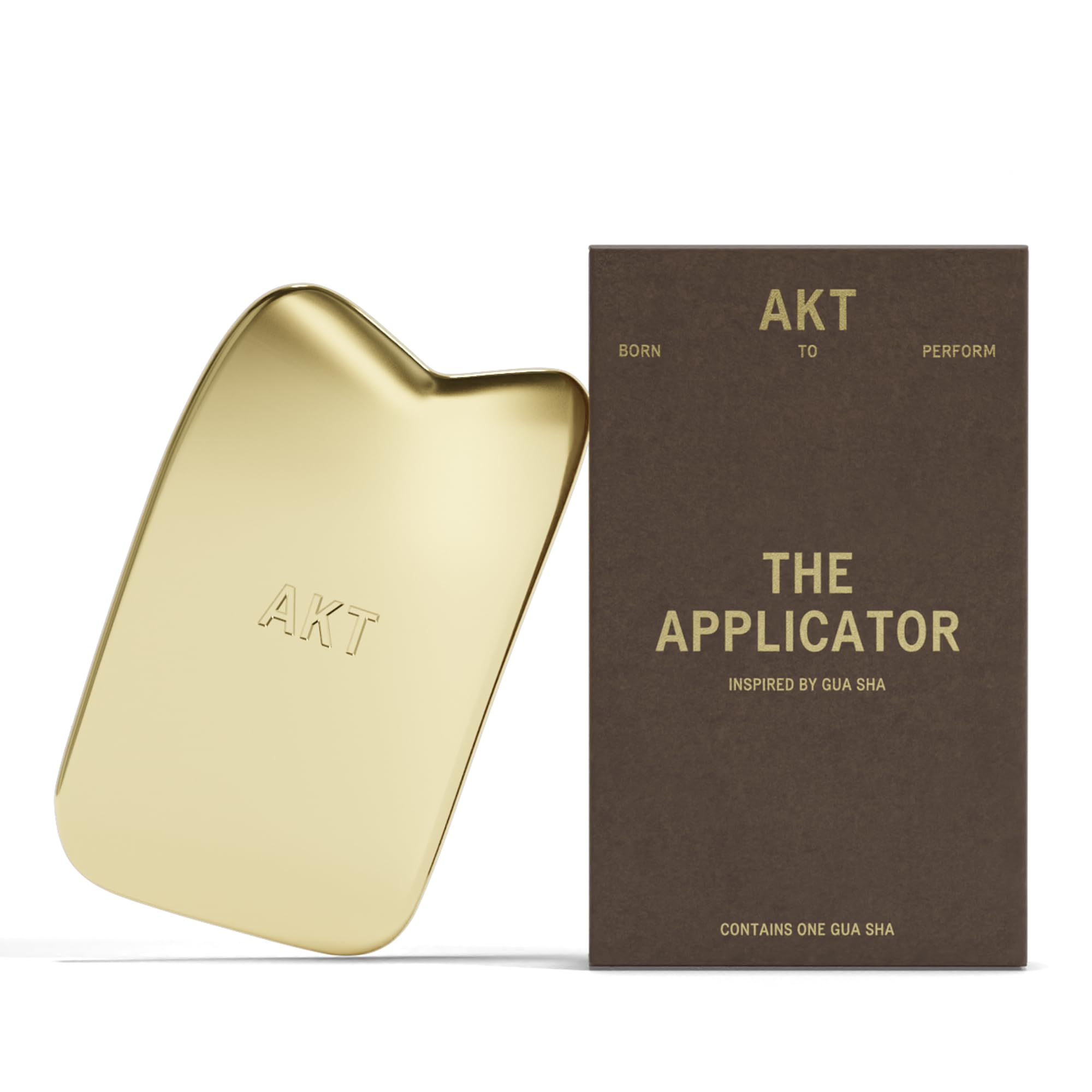 AKT, THE APPLICATOR. Inspired by GUA SHA for improved micro-circulation. 100% PLASTIC FREE ? Made from premium quality brass. Use to apply your AKT