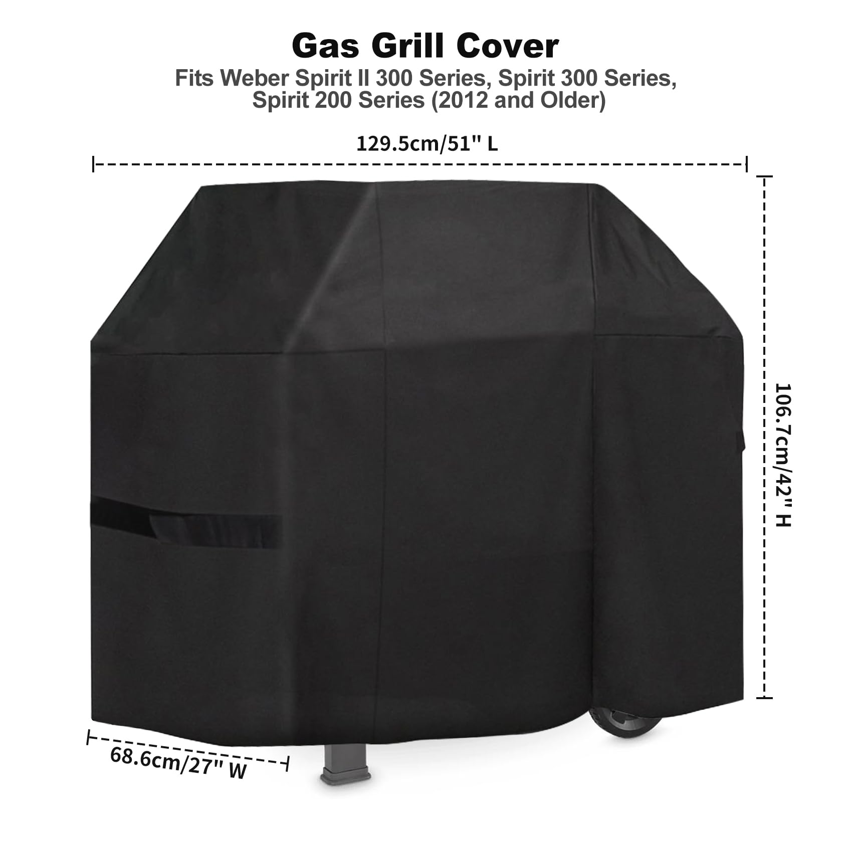 onlyfire BBQ Cover, Grill Covers Waterproof and Heavy Duty Barbecue Cover Fits Weber7139, Spirit 300 Series