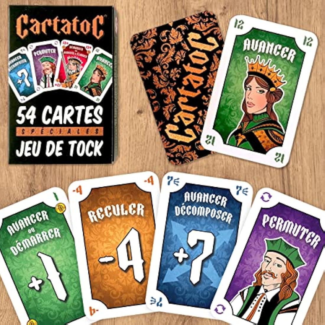 TOC 4 COLOUR BOARD GAME - TOCK. From 2 to 4 players from 7 yo, family strategy board game in eco-friendly solid wood - CE standards. Brand : le Délirant®, easy to store with reclosable board.