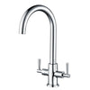 Hapilife Kitchen Sink Mixer Tap Monobloc Dual Lever Chrome 360? Swivel Spout Mono Kitchen Mixer Taps 1 Hole Twin Lever Sink Tap Stainless Steel