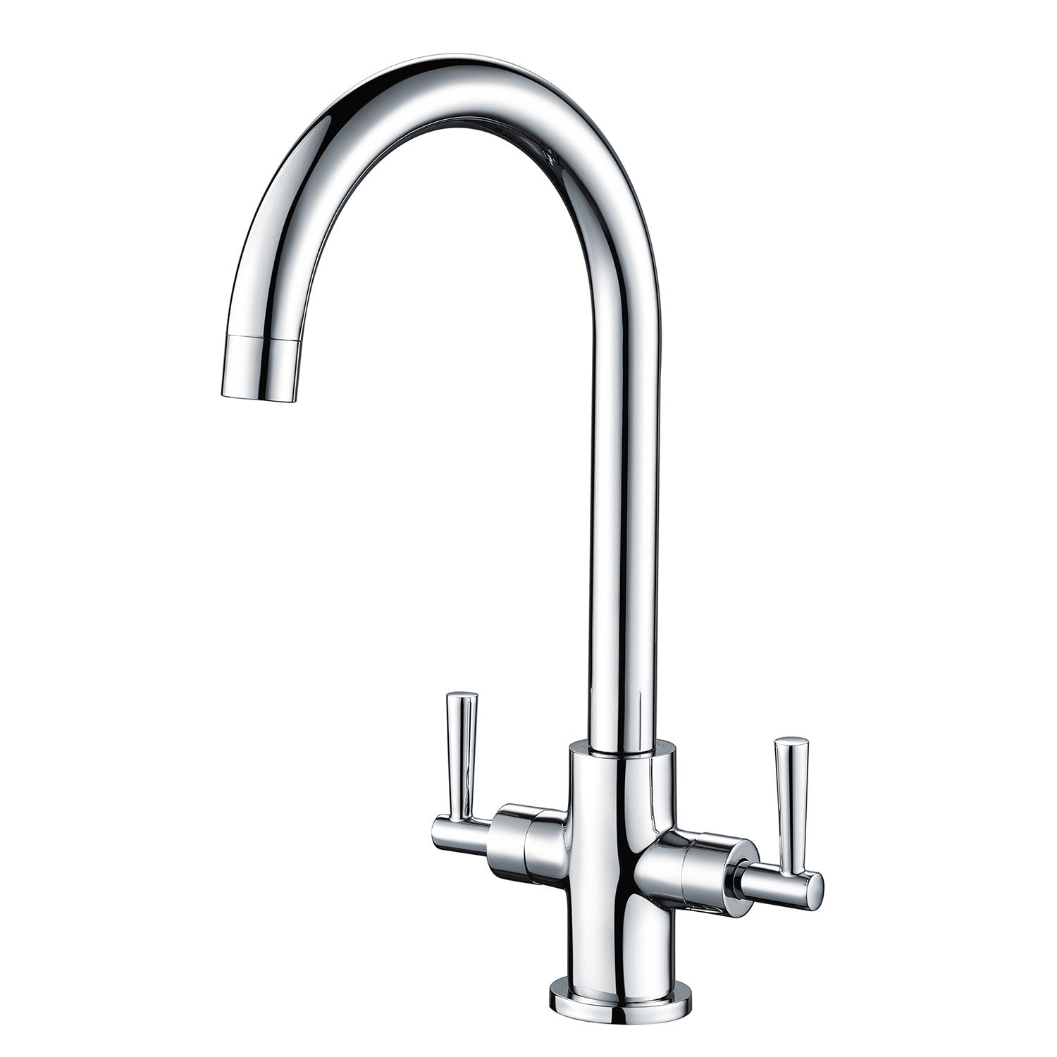 Hapilife Kitchen Sink Mixer Tap Monobloc Dual Lever Chrome 360? Swivel Spout Mono Kitchen Mixer Taps 1 Hole Twin Lever Sink Tap Stainless Steel