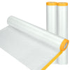 3 Rolls 4M x 20M Plastic Dust Sheet for Decorating, Self-Adhesive Painting Drop Film, Waterproof & Tear Resistant Polythene Sheeting, Transparent