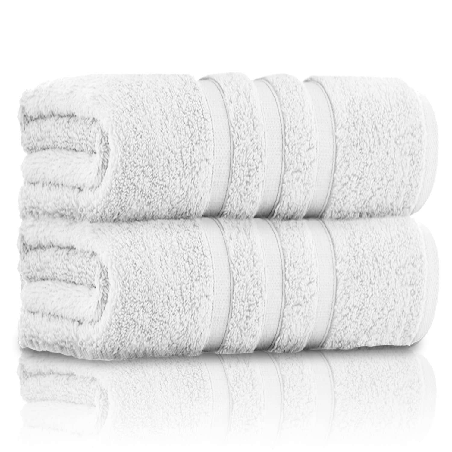 GC GAVENO CAVAILIA 100% Ringspun Cotton, Luxury 550 GSM Zero Twist Towel, Egyptian, White, 80x140 Bath Sheet