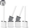 Toilet Brushes, 4 Pack Bathroom Silicone Toilet Brush with Holder Sets with No-Slip Long Plastic Handle and Soft Flexible Bristles, Toilet Brushes and