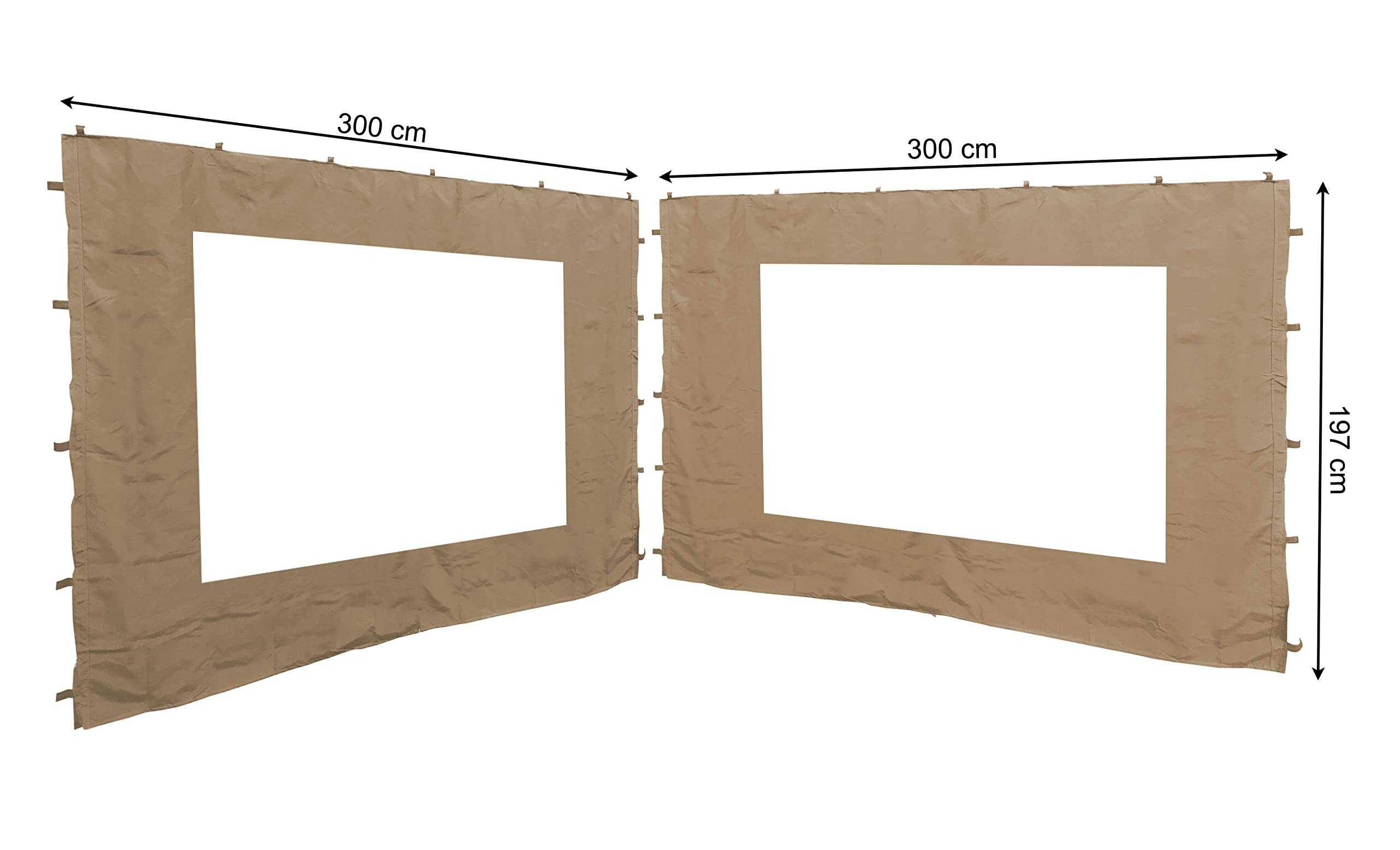 Quick-Star 2 Side Panels with PE Window for Gazebos 3 x 3 m Side Wall Sand