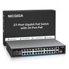 NICGIGA 24 Port Gigabit PoE Switch with 24 PoE+@300W, 2 Gigabit Uplink Port, 1 SFP, Sturdy Metal for Desktop/Rack Mount, Plug and Play, Unmanaged