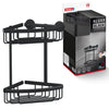 tesa ALUXX BLACK Wall Mounted Corner Shower Basket, Matt Black - Two levels - Suits industrial style and modern bathrooms - Drill-free, with