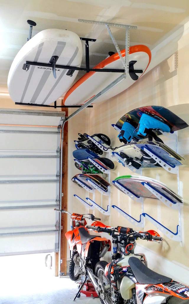 StoreYourBoard Double SUP & Surf Ceiling Storage Rack, Hi Port 2 Overhead Hanger Mount, Home & Garage (X-Large (30" Arms))