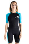 Cressi Womens Tiburon Lady Monopiece 3mm Shorty Wetsuit, Black/Aquamarine, XL EU