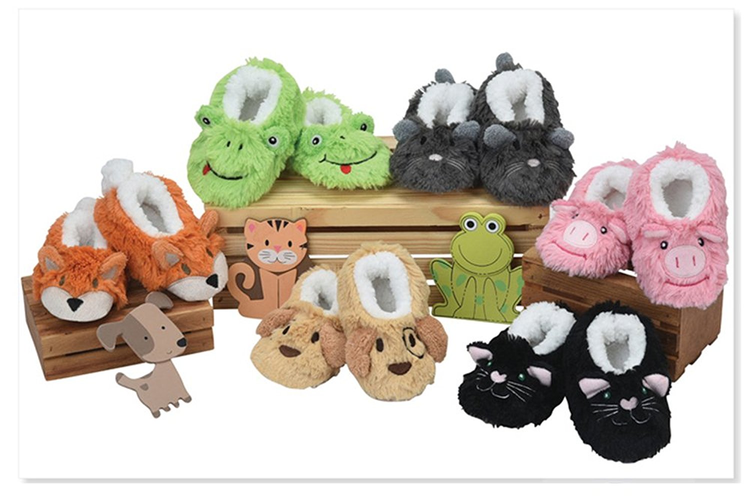 Childrens Animal Snoozies Soft Sherpa Fleece Fluffy Slippers