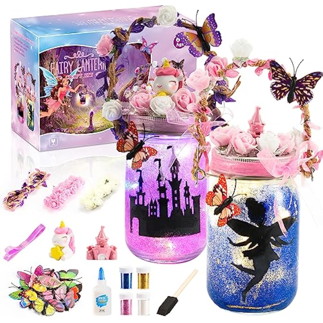 Qukir Fairy Lights, 6 7 8 9 Year Old Girl Gifts for 6-12 Year Olds Girl Toys Age 7-10 Unicorn Gifts for Girls Craft Kits for Kids Arts and Crafts for Kids Fairy Lantern Craft Crafts for Girl DIY Craft