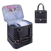 FAMKIT Nail Polish Organiser,Double-Layer Nail Polish Case,Holds 30 Bottles and A Nail Lamp,Portable Nail Polish Holder,with Adjustable Dividers,for