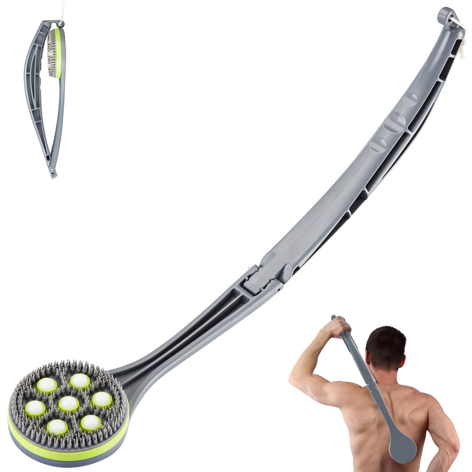 Lotion Applicator for Back, Flodable Back Brush Long Handle for Shower, Full Body Lotion Applicators for Women Men Elderly Disabled, Massage Bath