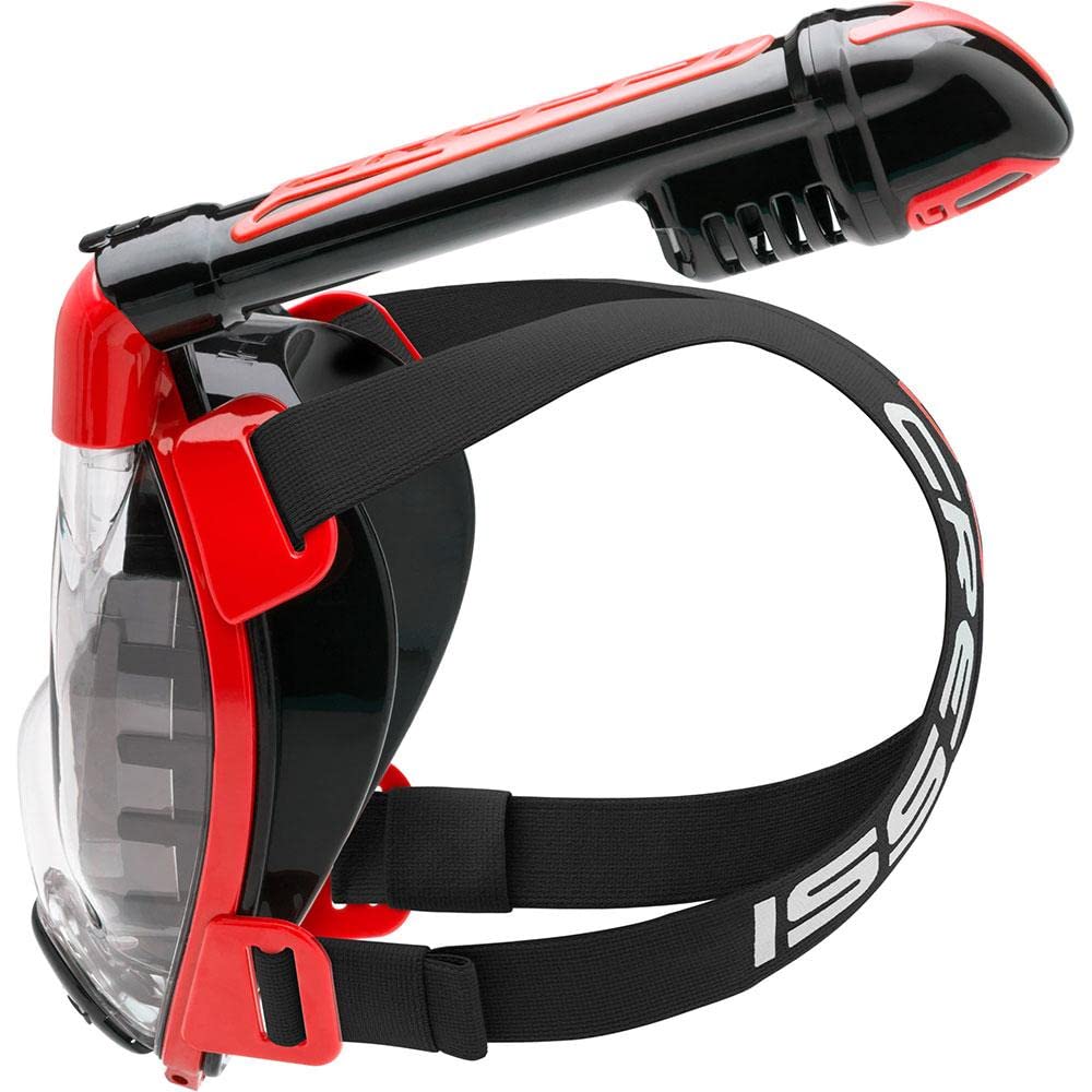 Cressi Duke Full Face Snorkel Dry Mask - Available in Standard Version or with Action Cam Holder, Adult Unisex, Black / Red