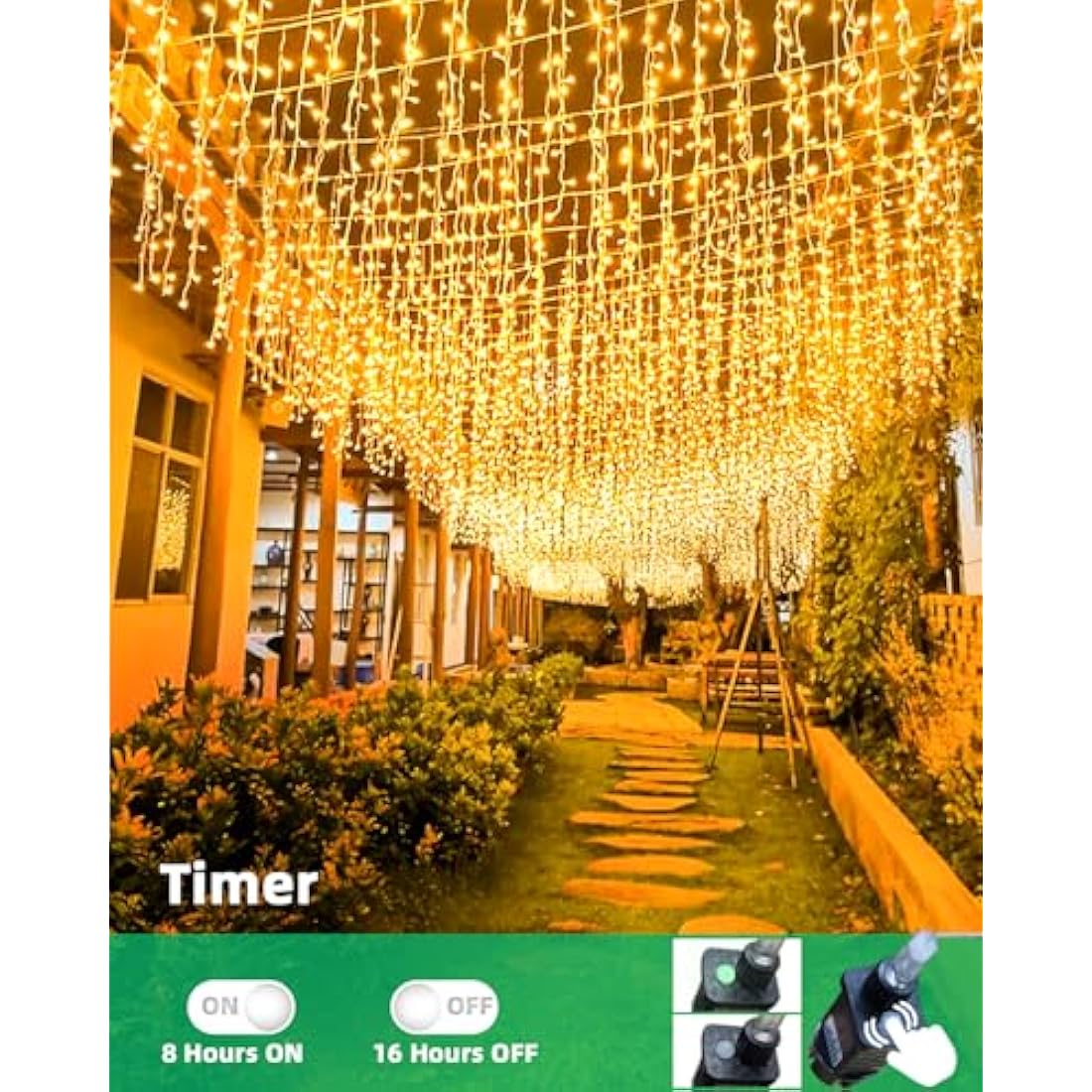 LEDYA Icicle Outdoor Christmas Lights, 9M 240led Christmas Lights Outdoor Decorations, Fairy Lights Plug in for Christmas Decorations, Waterproof/8 Modes/Timer, Outside Roof Window Garden Xmas Light