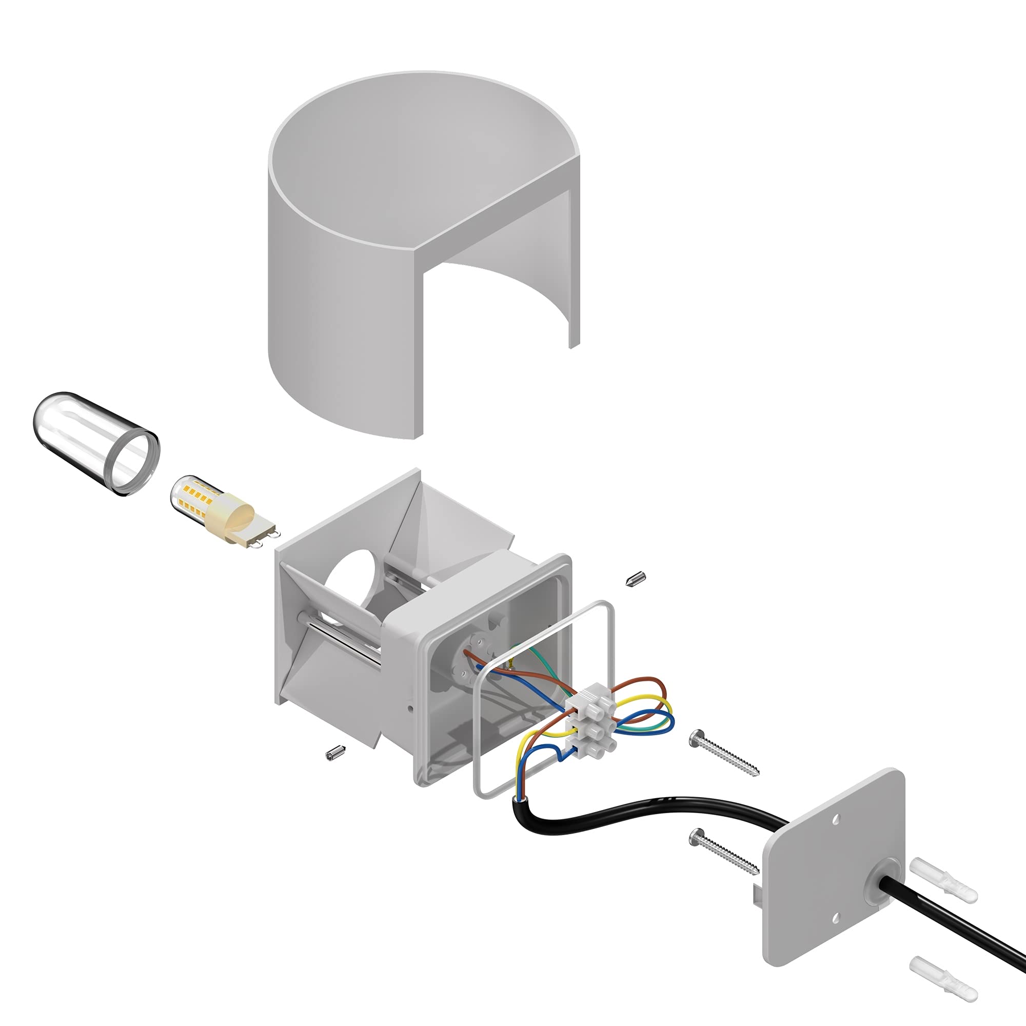 ledscom.de 2 x RUNEL Wall Light for Outdoors, IP65, up/Downlight, matt White, Round, 1x G9 max. 10W