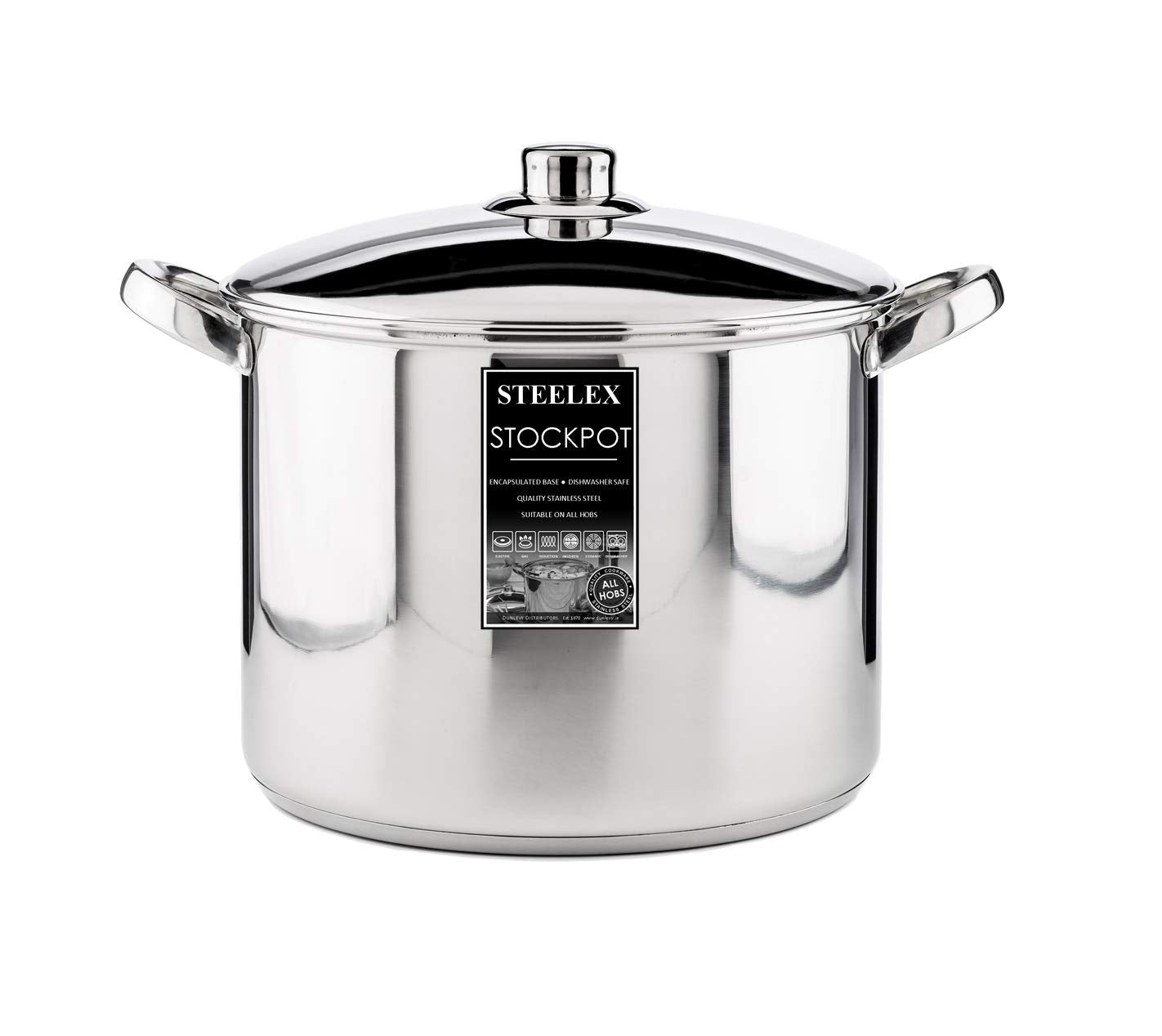 Stainless Steel Induction Stock Pot with Lid Large Deep Casserole Cooking Stockpot Mirror Polished Finish Soup Stew Home Brew Pot (28cm - 12.5 Litre)