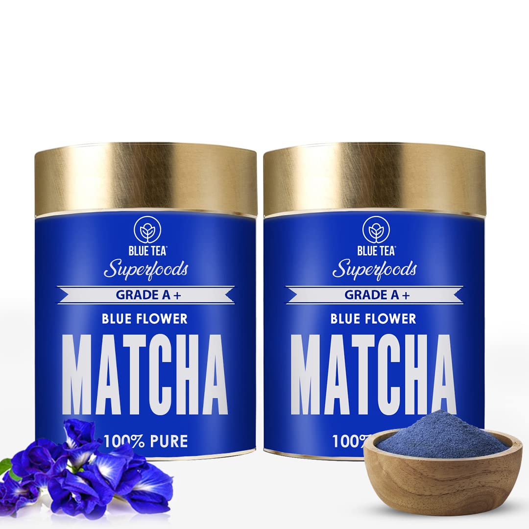 BLUE TEA - Blue Matcha Powder (100 gm) (Pack of 2) || HEALTHY SUPERFOOD || Ceremonial Grade - Dessert, Muffins - For Gift Eco Sustainable Tin