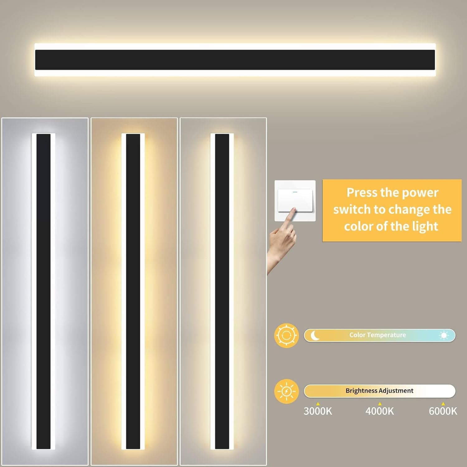 LED Outdoor Wall Light 80cm Modern Strip 31W IP65 3000K 4500K 6000K Mikeru