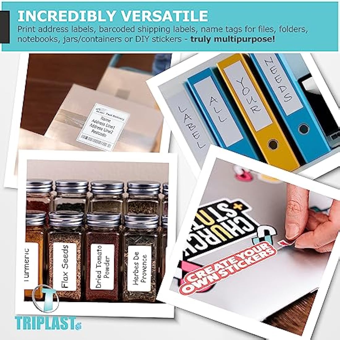 Triplast 50 x Multipurpose A4 Label Sheets - 1 Label Per Sheet (200 x 289mm Each) - Easy Peel White Labels for Inkjet & Laser Printer - Address Labels, Shipping Labels, File Labels, DIY Stickers