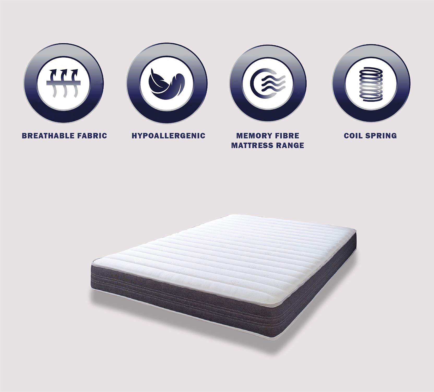 Extreme Comfort Sirocco Airflow Grey 18cms Deep Hybrid Spring & Memory Fibre Mattress, 2ft6 Small Single (2ft6 x 6ft3, 75cm x 190cm)