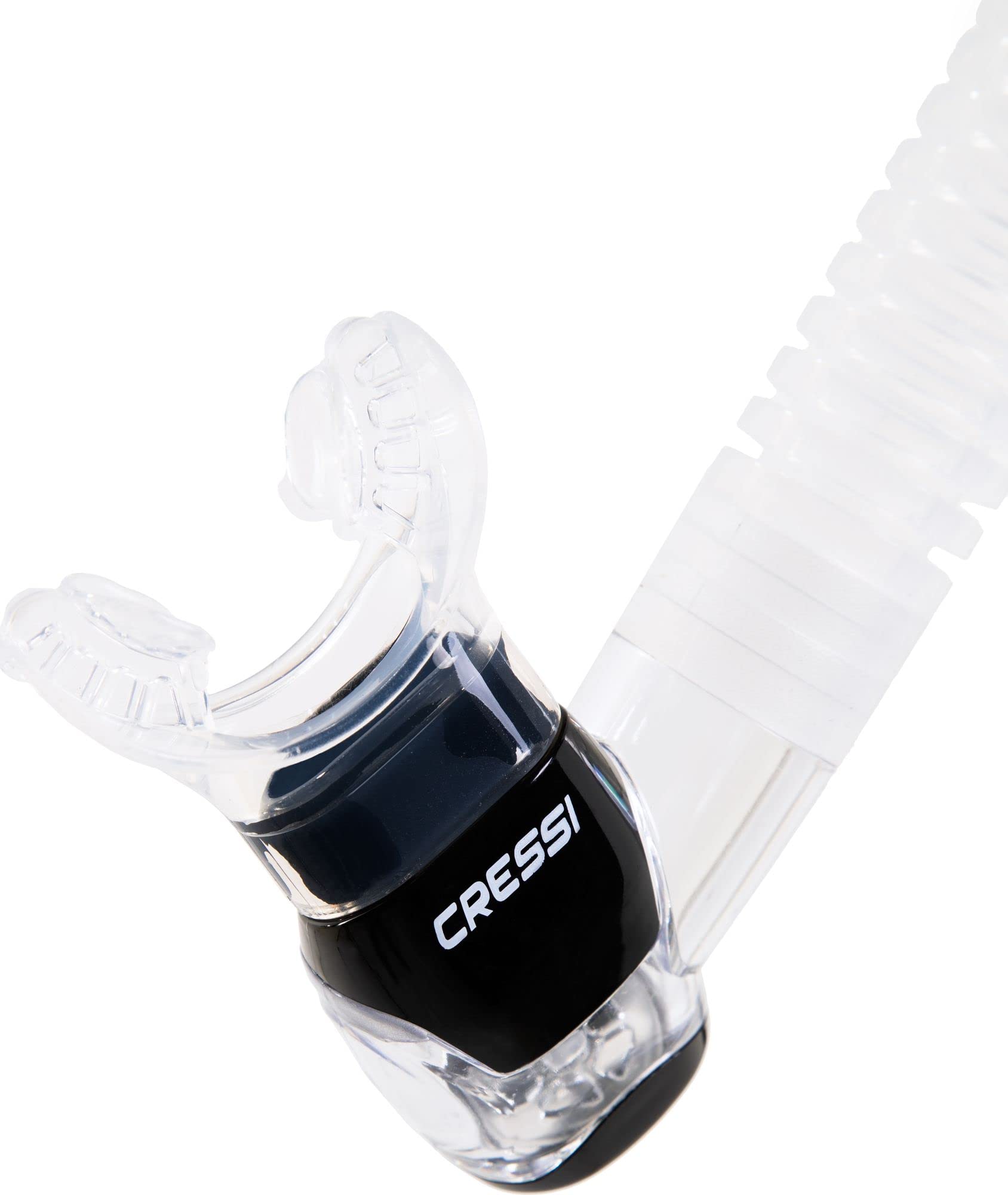 Cressi Itaca Ultra Dry Snorkel - Snorkel Dry for Free Diving and Snorkeling, Transparent/Metal Blue, One Size, Unisex Adult