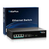 6 Port 2.5Gb Unmanaged PoE Switch with 4*2.5G Base-T PoE Ports, 2*10G SFP+ Uplink, 802.3af/at (PoE+), 60Gbps Switching Capacity, GigaPlus 2.5G PoE