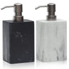 Suanti Bathroom Soap Dispenser Set 2Pcs White&Black Marble Style With Rust-Free Silver Pump,Decorative Resin Liquid Pump Bottle for Hand Soap Lotion