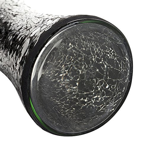 London Boutique Vase Cylinder Handmade Mosaic Glitter Vase Decorative Sparkled Glass gift present (Cylinder Black Rose)
