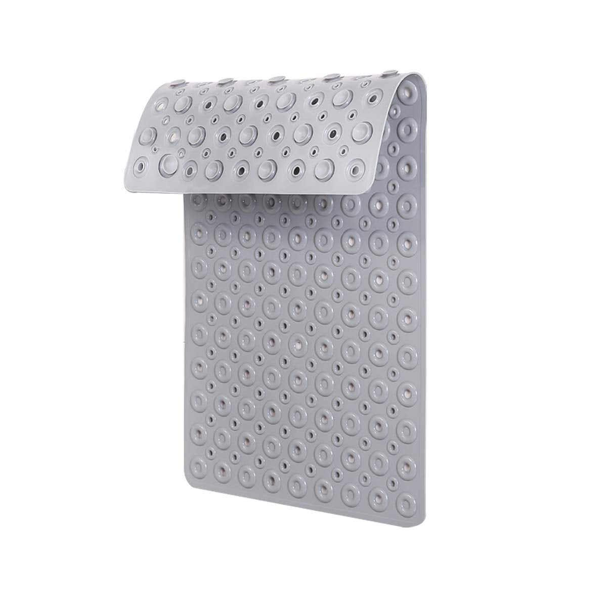 Non Slip Bath Mat Shower Mats Anti Mould for Bathroom and Bathtub with Large Suction Cup and Thickened Rubber Backing Long 70 * 40cm, Grey