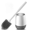 Toilet Brush and Holder Kit, Soft Silicone Toilet Cleaning Brush with Quick Drying Holder for Bathroom, Black & White, (Flooring/Mounted Wall)