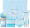 BODY & EARTH Pamper Gifts for Women, 5 Pcs Ocean Bath Spa Gift Set Includes Scented Candle, Body Butter, Gift for Mum Birthday Gift Sets Christmas