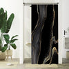 Uiiooazy Black Marble Shower Curtain, Stall Size Abstract Gold Effect Bath Curtain, Anti-Mildew Waterproof Polyester Fabric Washable Set With 6 Hooks